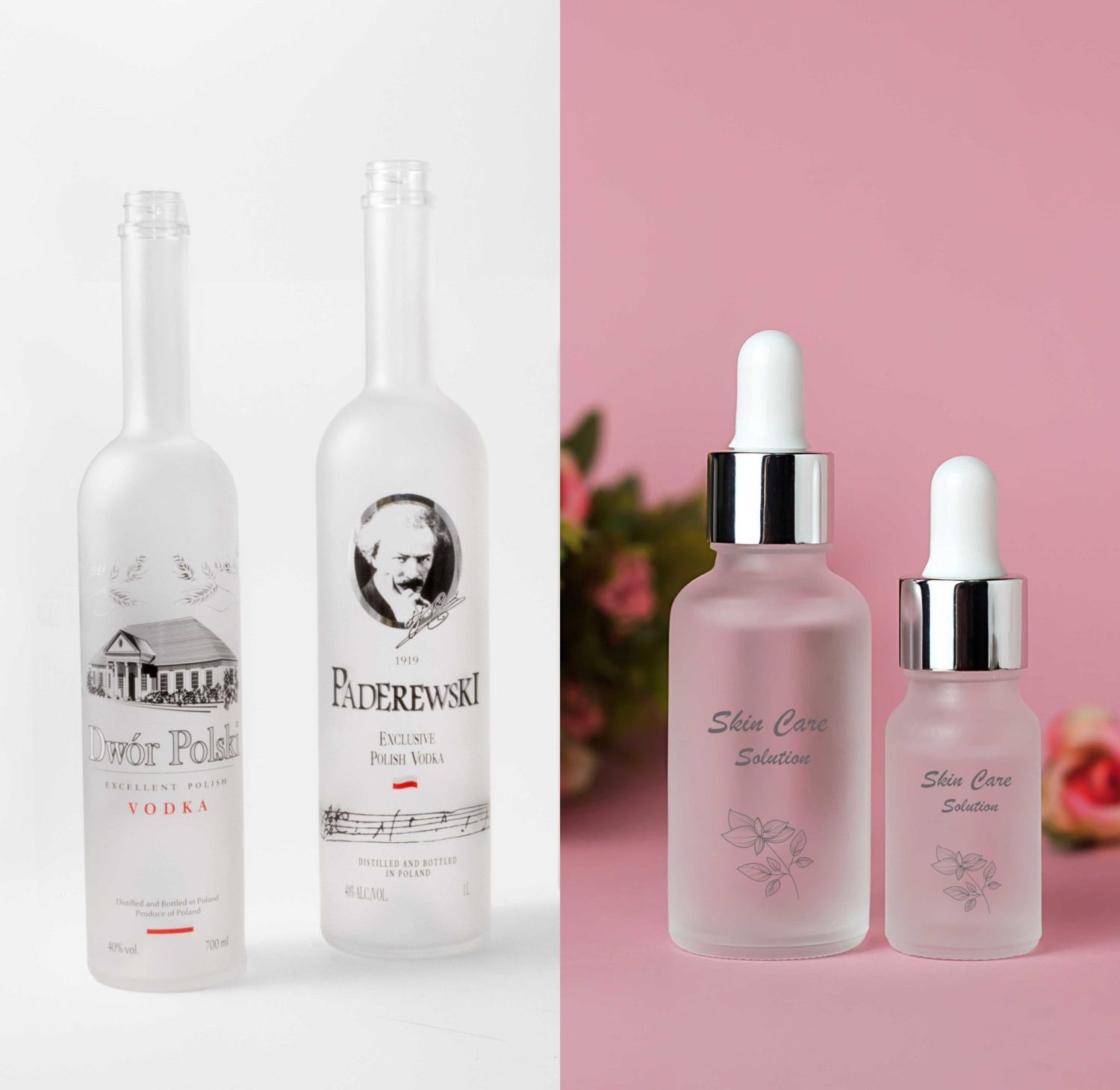 opakowania szklane zadrukowane metodą sitodruku UV